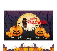 Halloween Backdrop, Spooky Photography Background, Party Banner 70.87x43.31 Inches, Creepy Decorative Poster, Sturdy Foldable Cloth for Birthday Indoor School Event Decoration