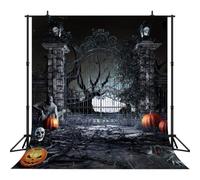 Halloween Background, 59x83" Halloween Horror Photo Backdrop Cloth Ancient Architecture Vinyl Background for Party Photography