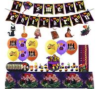 Halloween Bad Witches Party Decorations Supplies Set Include Banner, Balloons, Hanging Swirls, Plates, Napkins, Tablecloth, Cake Toppers, Cupcake Toppers for Hocus-Pocus Girls Boys Kids Party