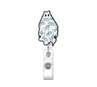 Halloween Badge Reel Cute Funny Badge Reels Retractable Non-Slip Badge Holder with Alligator Clip Halloween Badge Clip with Blue Fish Design, ID Card Holder for Nurse Doctor Teacher Office Staff