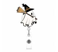 Halloween Badge Reel,Cute Witch Ghost Acrylic Badge for ID Card Badge,Fun Telescoping Retractable Badge Holder Alligator Clip Accessories for Nurse,Medical Worker,Nursing Student,Teacher