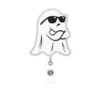 Halloween Badge Reel Holder Retractable Little Ghost Badge Reels Designs Cute and Cool ID Badge Clip Acrylic Swivel Alligator Holders for Teacher Doctor Office Nursing Social Worker Accessories