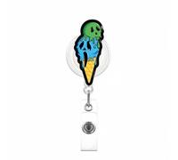 Halloween Badge Reel,Horror Ice Cream Acrylic Badge for ID Card Badge,Fun Skull Telescoping Retractable Badge Holder Alligator Clip Accessories for Nurse,Medical Worker,Nursing Student,Teacher