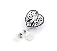 Halloween Badge Reel Retractable with ID Clip Heart Skull Funny Acrylic Badge Clip for Holiday Nurses Nursing Students Teachers Office