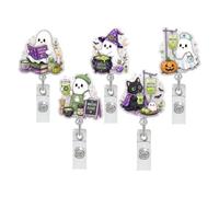 Halloween Badge Reels Retractable 5 Piece Student Name Tag Clip Lanyard