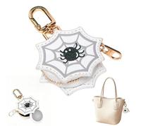 Halloween Bag Charm Keychain with Coin Purse, Cute Pumpkin Spider Web Design Mini Wallet Card Holder for Backpack, Handbag Accessories for Women Girls，Spider Web