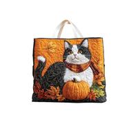 Halloween Bags Trick Or Treat, Pumpkin Moon Bat Haunted House Pattern Tote Bag, Reusable Shoulder Bag, Halloween Accessories Large Capacity Handbag for Halloween Party Gift Candy Shopping