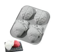 Halloween Baking Molds 4 Cavity Heart Brain Shaped Horror Candle Maker