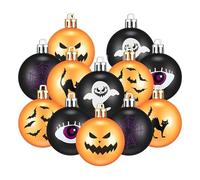 Halloween Ball Ornaments for Trees, Halloween Tree Ornaments | Ghost Pattern Ball Decorations - 12 Pieces Opaque Painted Balls Scary Hanging Decorations, or