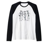Halloween Ballet Basic Boy and Girl Skeletons and a Tutu Raglan Baseball Tee
