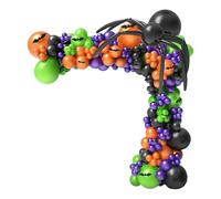 Halloween Balloon Arch, Garland Set, Black, Orange, White, Silver and Confetti Balloons with Spider Web, Skull Ghost Motifs, Perfect Decoration for Children, Halloween Parties and Events