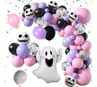 Halloween Balloon Arch Kit, 101PCS Halloween Balloons Decorations, Purple Pink Black and White Latex Balloons, Party Supplies for Spooky Halloweenn Party Indoor Outdoor Decoration