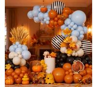 Halloween Balloon Garland Arch Kit Ghost, Spooky Theme Halloween Birthday Party Decorations with Cute Ghost Bat Stripe Balloons Orange Black Blue Balloon for Fall Home Indoor Spooky One Party Supplies