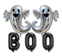 Halloween Balloons, 2 Large Ghost Balloons and 3 BOO Letter Balloon Set, Halloween Party Decorations for Indoor Outdoor Decor, Haunted House Themes, 86x90cm Ghost Decor