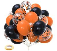 Halloween Balloons - 30Pcs Matte Black Orange Latex Balloon and Confetti Balloon for Halloween Celebration Trick or Treat Party Spooky Ghost Party Bar Anniversary Graduation Decoration (A)