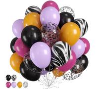 Halloween Balloons, 60pcs Purple Black Balloons, Purple Yellow Black Tie Dye Balloon With Bat Confetti Balloon For Retro Halloween Masquerade Spooky Haunted House Vampire themed Birthday Party Decor