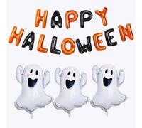 Halloween Balloons-Black Bat Balloon White Spooky Balloon Orange and Black Happy Halloween Balloons Banner for Party Decorations
