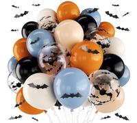 Halloween Balloons for Spooky One Orange Blue Halloween Party Decorations | Burnt Orange and Black with Bat Print Balloon for Boys First Cute Ghost Night Hey Boo Baby Shower Birthday Party Decorations