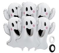 Halloween Balloons, Ghost Balloons, Halloween Foil Balloon, 6PCS Large Cartoon White Ghost Balloon Halloweens Party Decorations with Ribbon for Kids Halloweens Birthday Party Decoration Favor Supplies