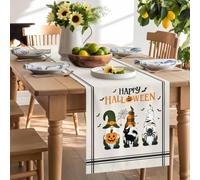 Halloween Bandage Gnomes Pumpkin Pumpkin Table Runner 120 Inches Long, Cute Ghost Washable Table Runners Heat-Insulation Kitchen Dining Table Decorations for Home Party Decor 13x120in