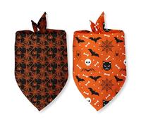 Halloween Bandanas for Dogs 2 Pack Thanksgiving Halloween Holiday Pumpkins Ghosts Spider Web Fall Dog Bandanas Pet Scarf Accessories for Small Medium Dogs & Cats