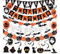 Halloween Banner Decoration, Happy Halloween Banner Party Reusable Decor, Bat Ghost Pumpkin Décor