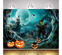 Halloween Banner, Halloween Party Decorations, Large Fabric Backdrop Banner, Realistic Photo Booth Background for Scary Party Supplies Indoor Outdoor Garden Door Wall