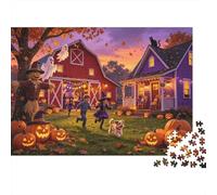 Halloween Barn Puzzle for Adults 1000Pc Recyclable Paper Jack-o'-lantern Jigsaw Puzzles Educational Game Challenge Ideal for Family And Friends Gifts 52x38cm/1000pcs