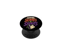 Halloween Bartender Serving Scares & Spirits Ghost Gift PopSockets Adhesive PopGrip