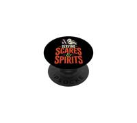 Halloween Bartender Serving Scares & Spirits Ghost Gift PopSockets Adhesive PopGrip
