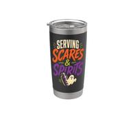 Halloween Bartender Serving Scares & Spirits Ghost Gift Stainless Steel Insulated Tumbler