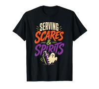 Halloween Bartender Serving Scares & Spirits Ghost Gift T-Shirt
