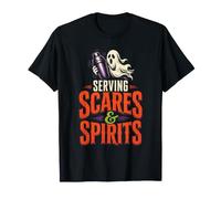 Halloween Bartender Serving Scares & Spirits Ghost Gift T-Shirt