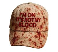 Halloween Baseball Cap, Baseball Hat, I'm Ok, It's Not My Blood Caps Halloween Unisex Horror Hat, Women Men Unisex Cap, Halloween Hat (DE/NL/SE/PL, Alphanumeric, One Size, Apricot)
