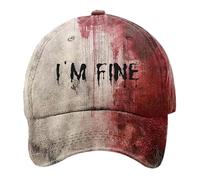 Halloween Baseball Cap for Men Women Im Fine Baseball Cap Bloody Vampires Zombies Adjustable Funny Hats Scary Party Fancy Dress Costume Accessory (B)