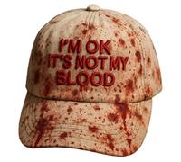 Halloween Baseball Cap - Horror Costume for Party, I'm Ok, It's Not My Blood, Funny Scary Costumes, Adjustable Halloween Bloody Hat, Performance Cosplay Vampire Ghost Autumn Festival