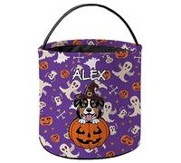 Halloween Basket Black Tan Australian Shepherd Dog Purple Candy Bag Party
