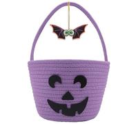 Halloween Basket for Kids, Trick or Treat Basket, Cute Pumpkin Candy Bucket, Boo Spooky Small Baskets, Jack O Lantern Bags for Girls/Boys Gift Baskets Empty