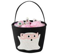 Halloween Basket Ghost Bucket for Kids, Cute Trick or Treat Baskets Bag with Embroidery, Girl Spooky Candy Buckets Foldable Ghost Buckets Gift Baskets Empty for Halloween Party Decorations (Pink)