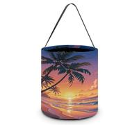 Halloween Basket Large Capacity Candy Bags Tropical Beach Palm Tree Sunset