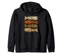 Halloween Bass Fish Fisher Angler Ghost Pumpkin Zombie Mummy Zip Hoodie