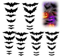 Halloween Bat, 2025 New 3D Bat Decoration with LED, Wall Sticker, Halloween Decoration, Party Decoration, Outdoor, Indoor (Pack of 36)