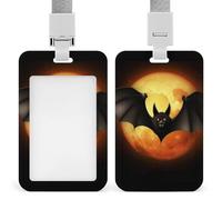 Halloween Bat Badge Holder with Lanyard, Vertical ABS Plastic ID Card Holder Fashion Name Badge Holders Office ID Card Protector for Teacher Nurse Employee Security Staff