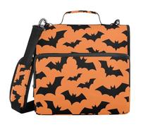 Halloween Bat Black and Orange 1.5-Inch 3-Rings School Zipper Binder with Handle Easy to Carry Portable Portfolio for Middle Student