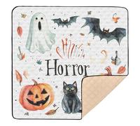 Halloween Bat & Cat Horror Large Non-Slip Baby Activity Play Mat for Floor Washable Baby Play Tummy Time Mat for Baby Toddler Infant, 50'' x 50''