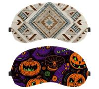 Halloween Bat Cat Pumpkin 2 Pack Light-Blocking Soft Breathable Eye Masks with Eye Patches and Sleep Masks