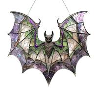 Halloween Bat Decoration, Reflective Colorful Acrylic Sun Catcher, Acrylic Stained Glass Sun Catcher, Gothic Home Decor, Stained Window Wall Hanging Ornament for Festival Party, Home Parties, Garden
