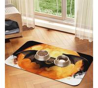 Halloween Bat Dog Food Mats for Floors, 12x18 Inch Non-Slip Super Absorbent Pet Food Mat, Dishwasher Dog Mat for Food and Water, Cute Rubber Quick Dry Pet Feeding Mat for Dogs Puppy Cats