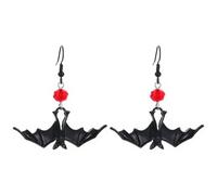 Halloween Bat Earrings for Women Black Gotic Punk Dark Bat Earrings Crystal Dangle Witch Earrings Halloween Cosplay Prom Party Jewelry Costume Accessories, Metal, No Gemstone