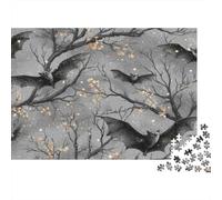 Halloween Bat Flying 1000 Piece Jigsaw Puzzle Monochrome Stone Texture for Adult Educational Games Beautiful Decoration Challenge High Difficulty Male And Female Birthday 52x38cm/1000pcs Gifts